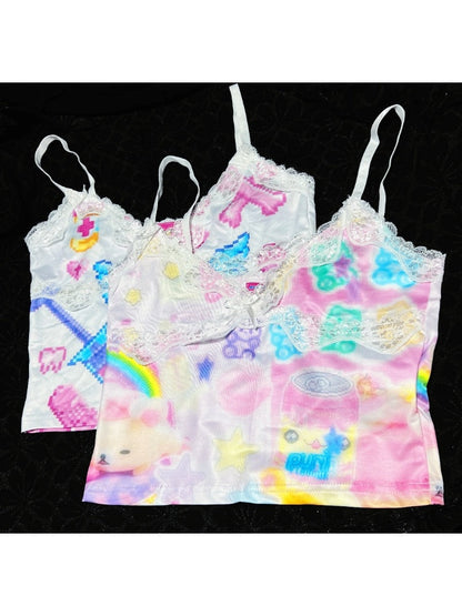 Fancy Pop Print Lace Camisole【s0000002518】
