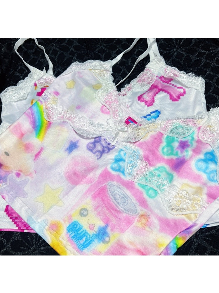 Fancy Pop Print Lace Camisole【s0000002518】
