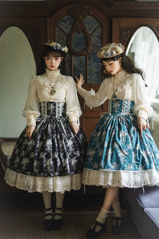 Miss Point - Customized Vintage Lolita Skirt Elegant Pullover Fishbone SK