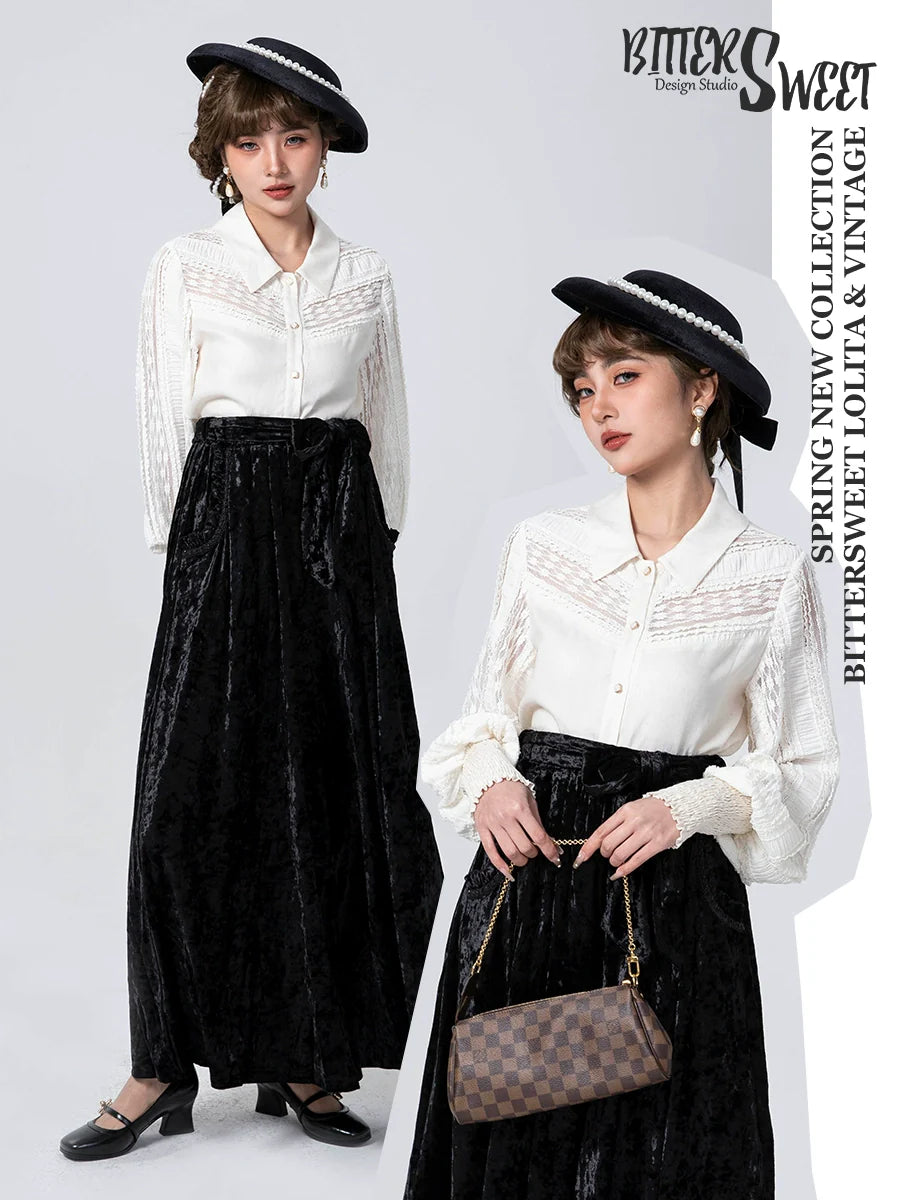 Bitter Sweet - Late Spring - Vintage Lolita Shirt Lace Long Sleeve Blouse
