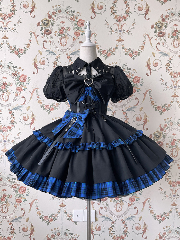 Alice Girl - Gothic Lolita Blouse Short Sleeve Black Shirt