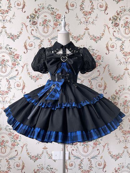 Alice Girl - Gothic Lolita Blouse Short Sleeve Black Shirt