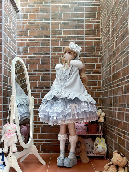 ZhiJinYuan - Winter Kawaii Lolita Cape with Bunny Ear Hood