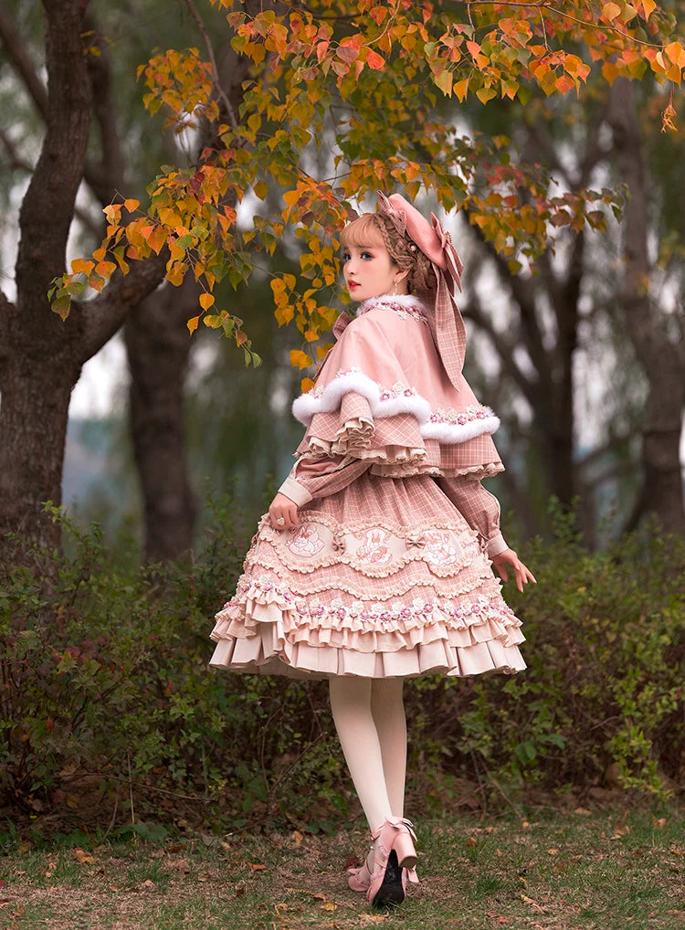 Youpairui - Helford - Sweet Coordinated Lolita Suit Pink Plaid Lolita SK Set