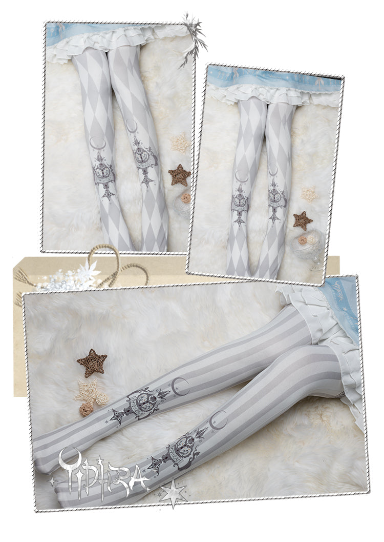 Yidhra - Midnight Circus - Argyle Digital Print Lolita Tights