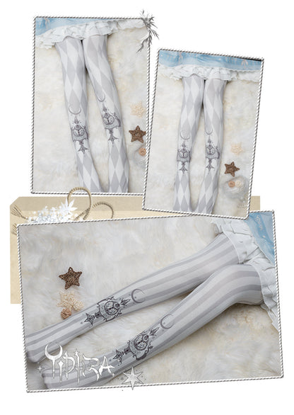 Yidhra - Midnight Circus - Argyle Digital Print Lolita Tights