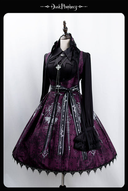 DuskProphecy - Coccyx - Elegant Lolita Dress High Waist Fishbone Print JSK Set