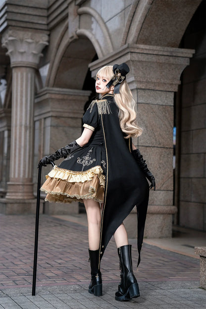Letters from Unknown Star - Glitter Oath - Military Lolita OP Dress with Detachable Split Tail Cloak