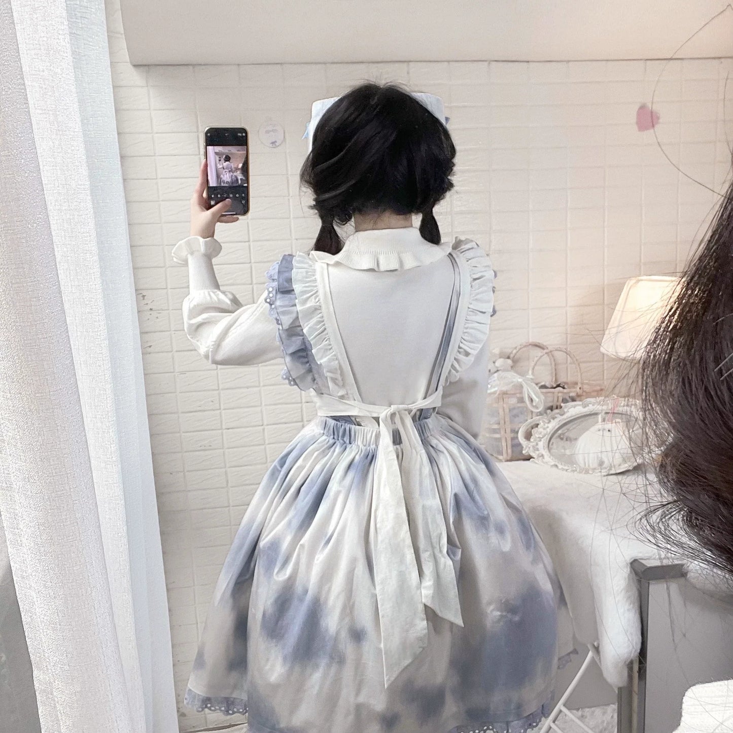 MIST - Japanese Style Lolita Sweater Puff Sleeves Knit Undershirt