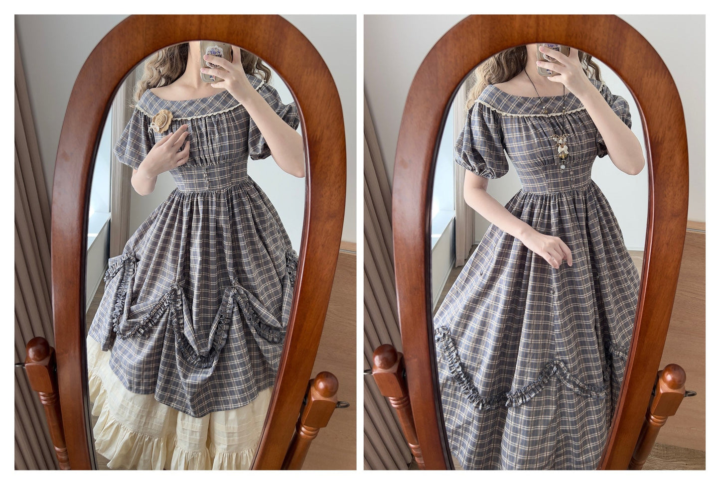Forest Wardrobe - Forest Picnic - Classic Lolita OP Dress with Off-Shoulder and Lifting Hem
