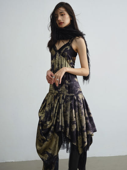 Draped Pleated Gilding Suspender Dress