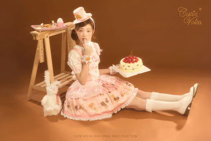 CutieVolta - Blissful Confectionery - Sweet Lolita OP Dress Bear Print JSK