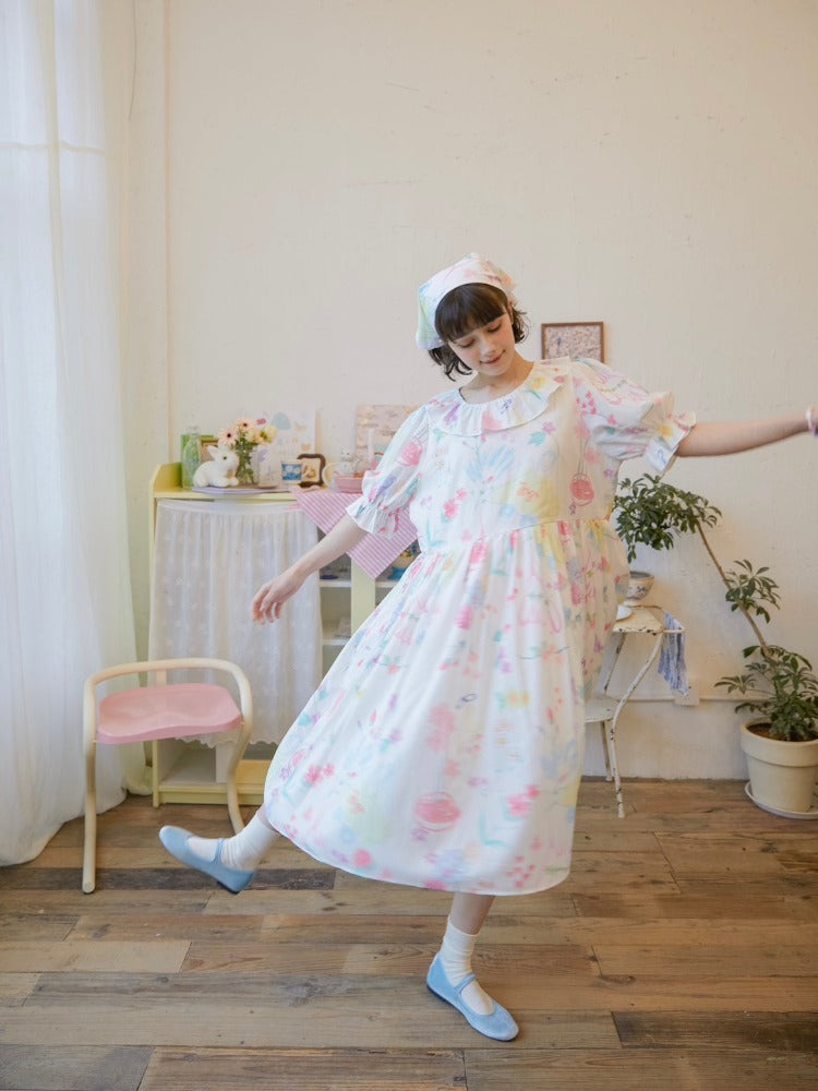 Loose Chiffon Short-sleeved Dress 【s0000002486】