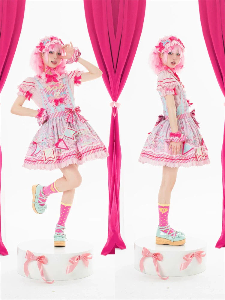 Letters from Unknown Star - Candy Park - Sweet Lolita Print Jumper Dress