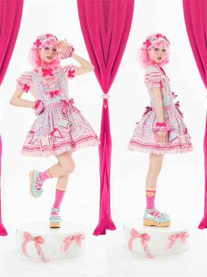 Letters from Unknown Star - Candy Park - Sweet Lolita Print Jumper Dress