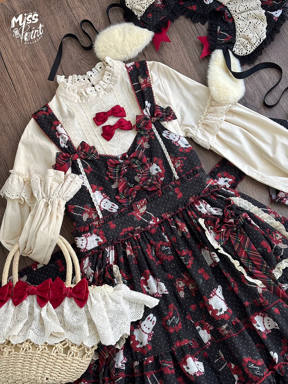 Miss Point - Forest Berry Bunny - Sweet Lolita JSK Elegant Bunny Print Dress