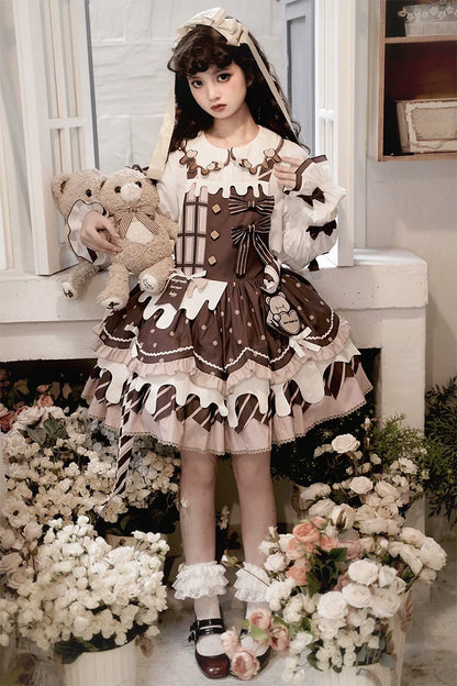 Half Sweet Lolita - Chocolate Milk Pie - Sweet Lolita Jumper Dress Summer Salopette