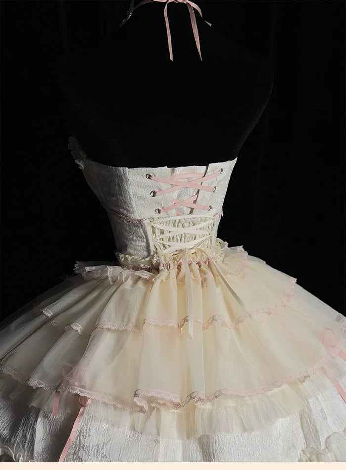 Alice Girl - Cross - Gothic Princess Lolita Corset with Multiple Layers Hem