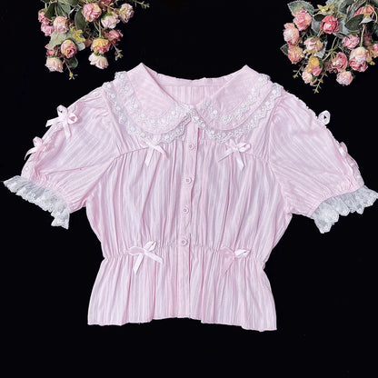 DMFS Lolita - Sweet Lolita Shirt Doll Collar Blouse High-waisted