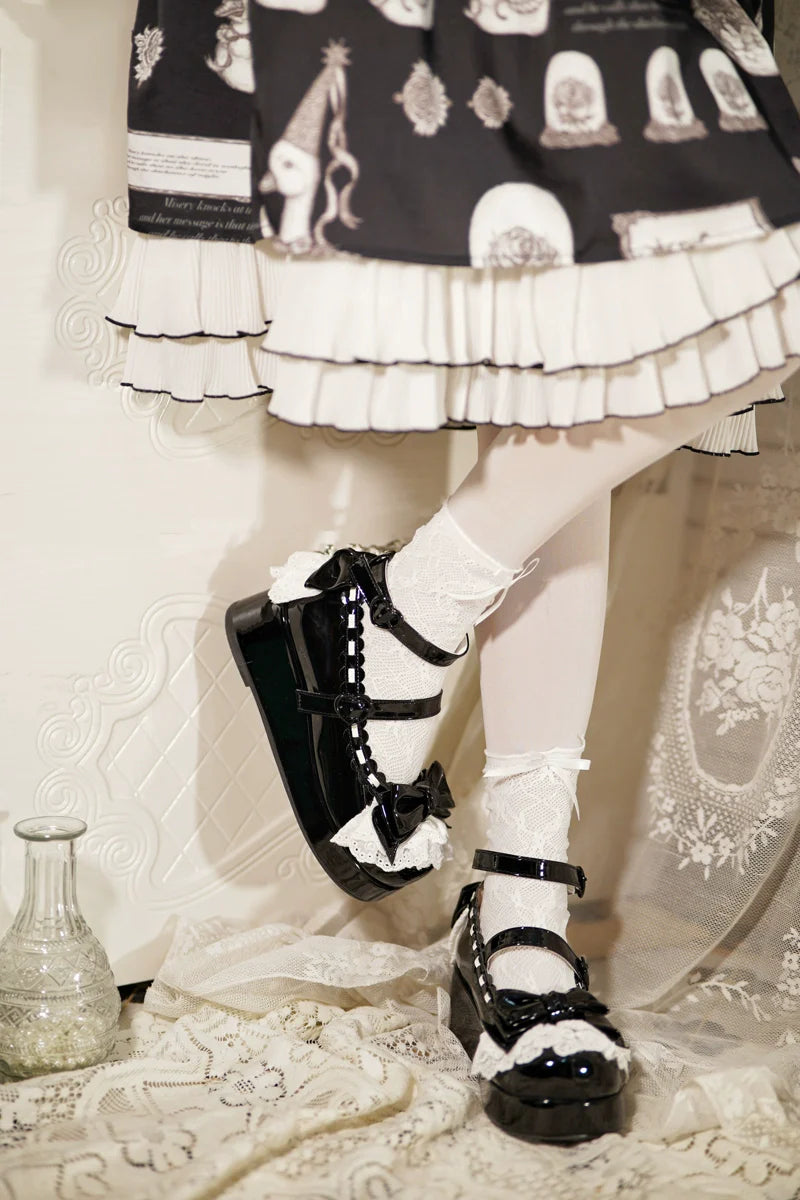 Jiujiu Lolita - Milky Puff - Sweet Lolita Heels Shoes, Round Toe With Petite Wedge