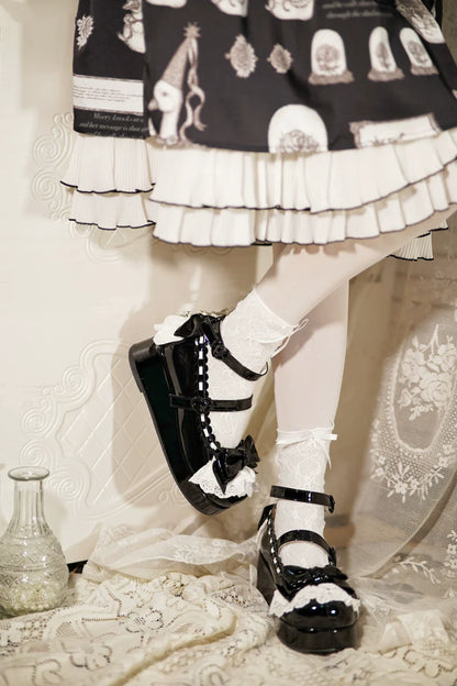 Jiujiu Lolita - Milky Puff - Sweet Lolita Heels Shoes, Round Toe With Petite Wedge