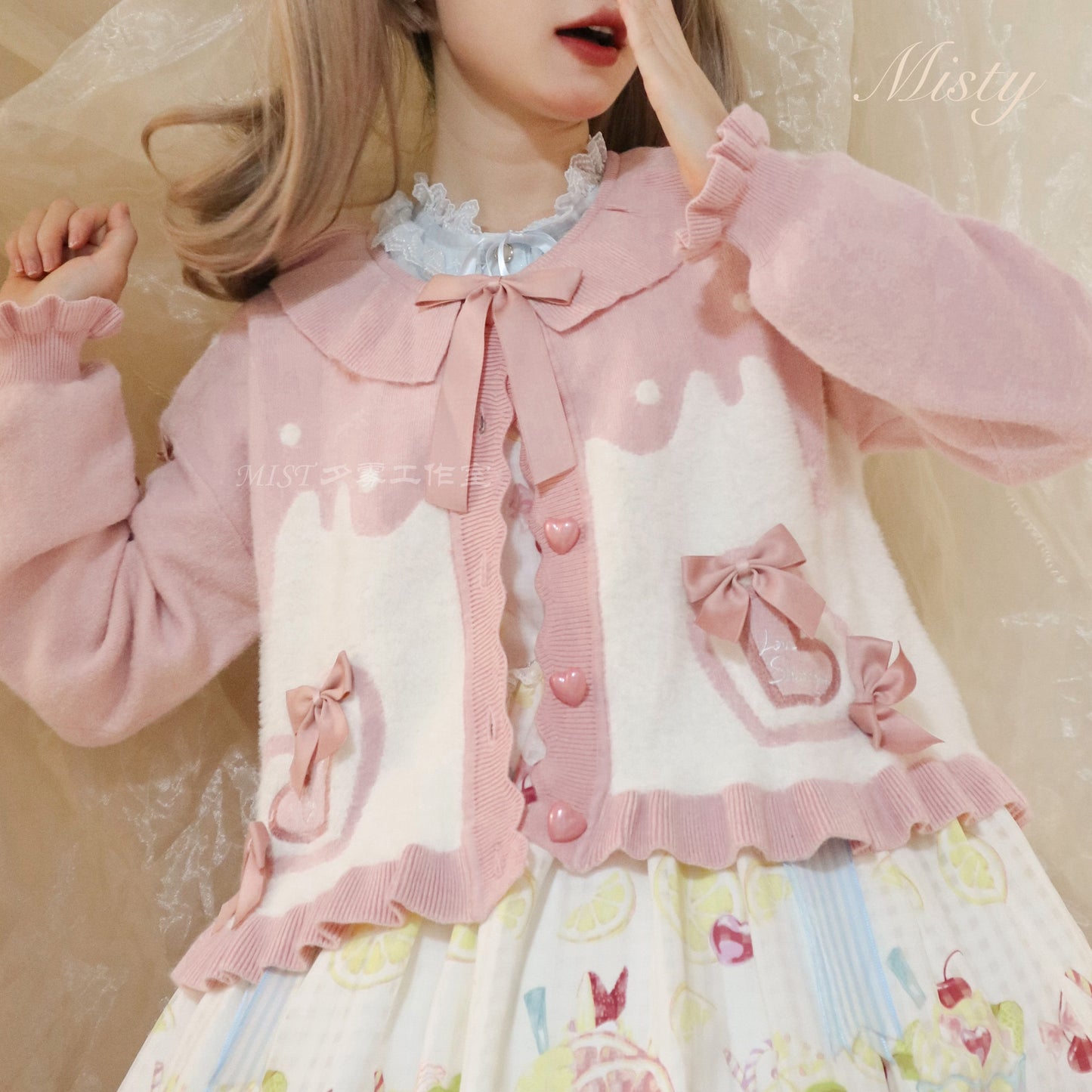 MIST - Beating Heart - Sweet Lolita Thick Sweater Coat Puff Sleeve