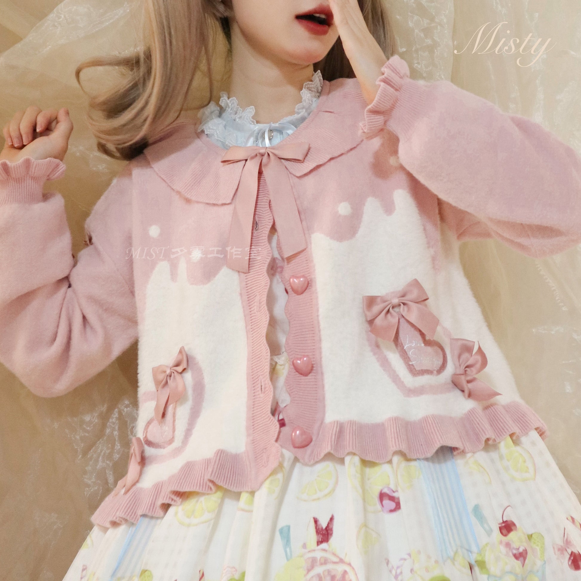 MIST - Beating Heart - Sweet Lolita Thick Sweater Coat Puff Sleeve