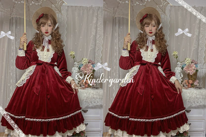 Miss Point - Customized Lolita Dress Vintage Elegant Velvet OP Dress