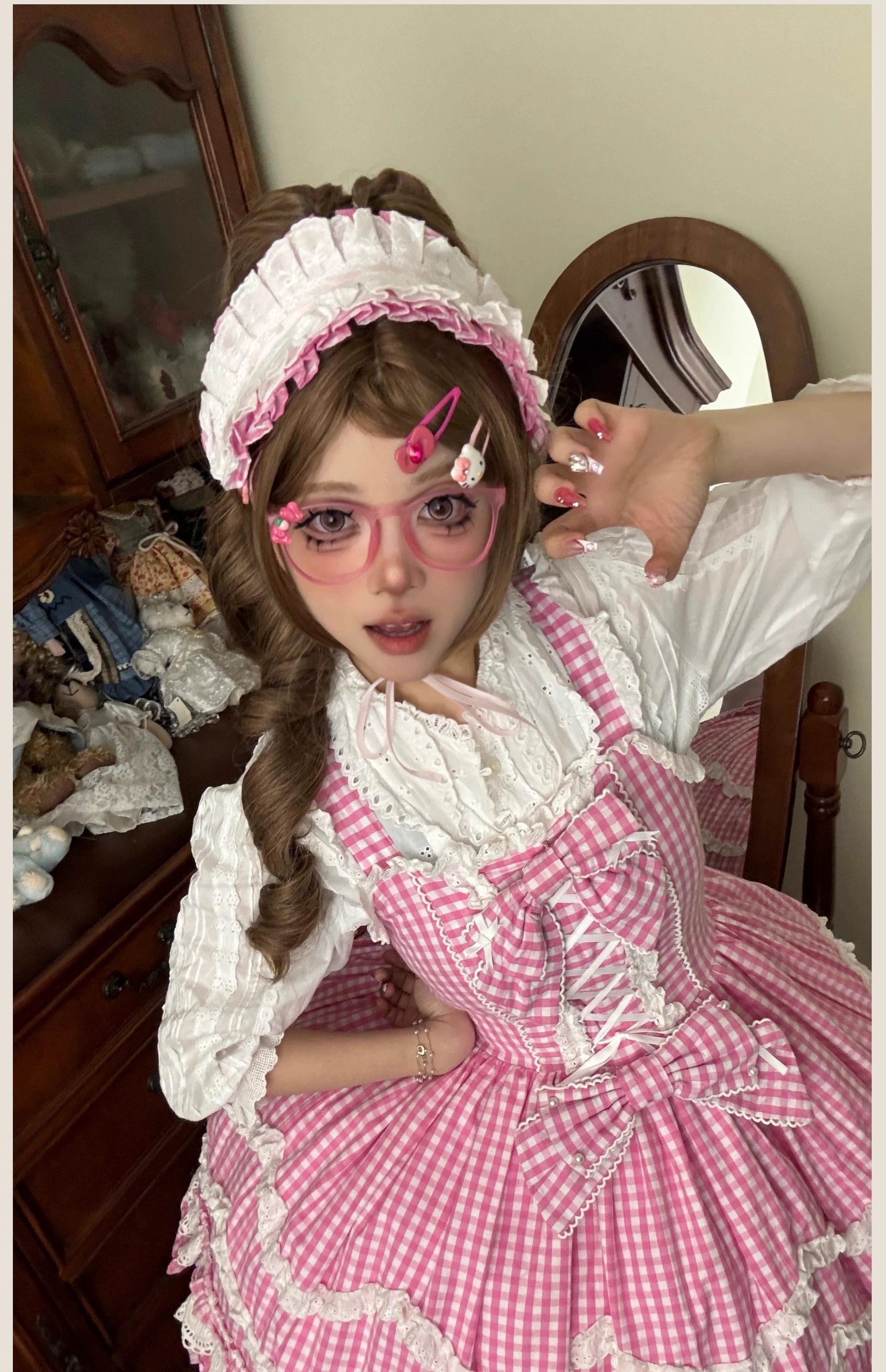 TaTaTa Lolita - Plaid Baileys - Old School Lolita Pink Plaid JSK