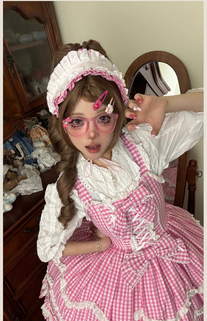 TaTaTa Lolita - Plaid Baileys - Old School Lolita Pink Plaid JSK