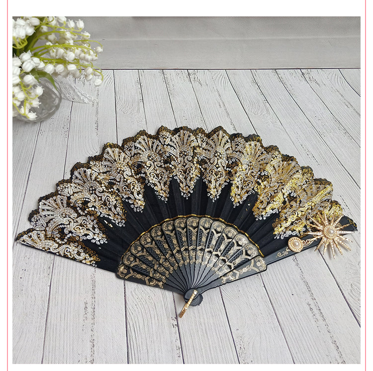 Cocoa Jam- Gothic Lolita Lace Gorgeous Folding Fan