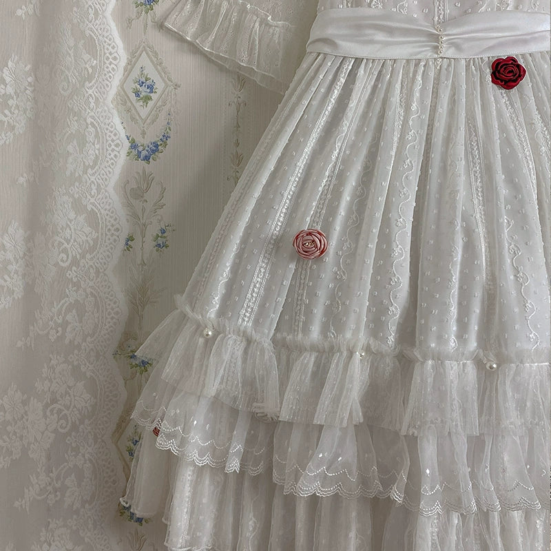 Sakurada Fawn - Spring Breeze - Plus Size Spring Lolita JSK Dress with Rose Decoration