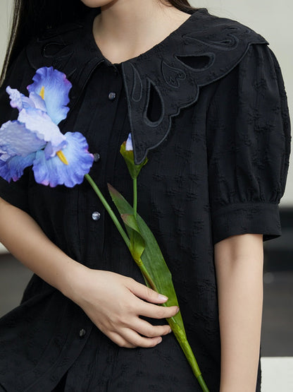 Embroidered Butterfly Lapel Blouse【s0000001736】