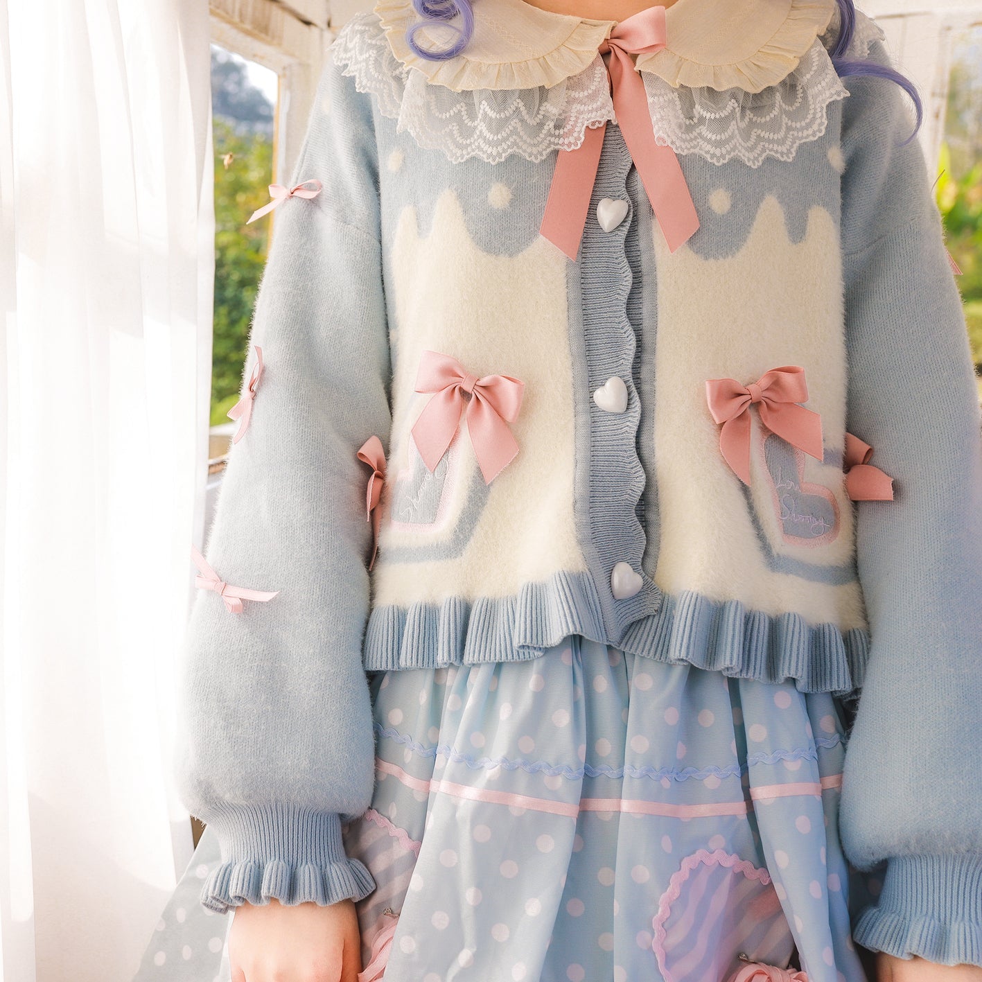 MIST - Beating Heart - Sweet Lolita Thick Sweater Coat Puff Sleeve