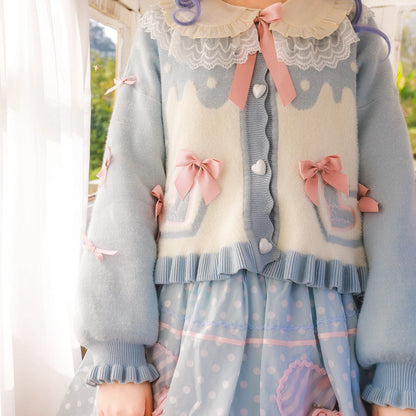 MIST - Beating Heart - Sweet Lolita Thick Sweater Coat Puff Sleeve