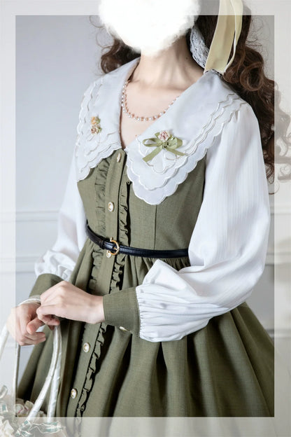 EESSILY - Window Rose - Classic Lolita OP Front Buttoned Embroidery Lolita Dress