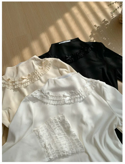 With PUJI - Snowfall - Winter Lolita Sweater Long Sleeve Knitted Innerwear