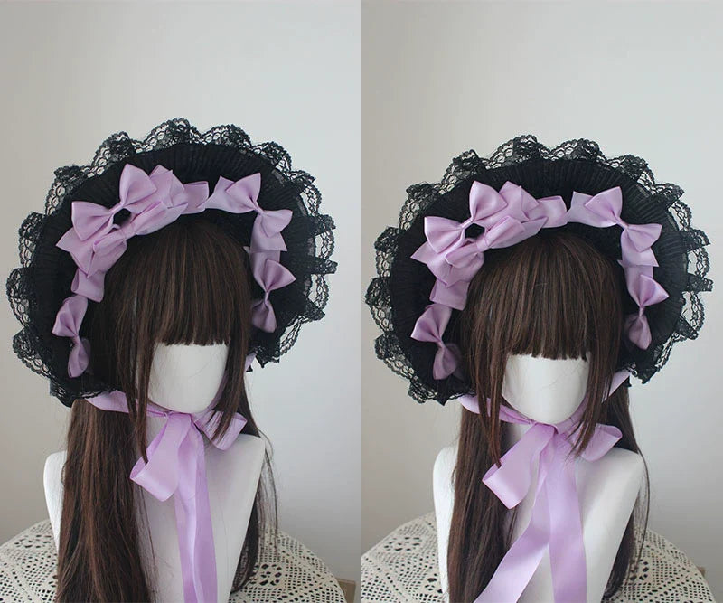 Deer Girl - Gothic Lolita Handmade Bonnet with Bows and Beads