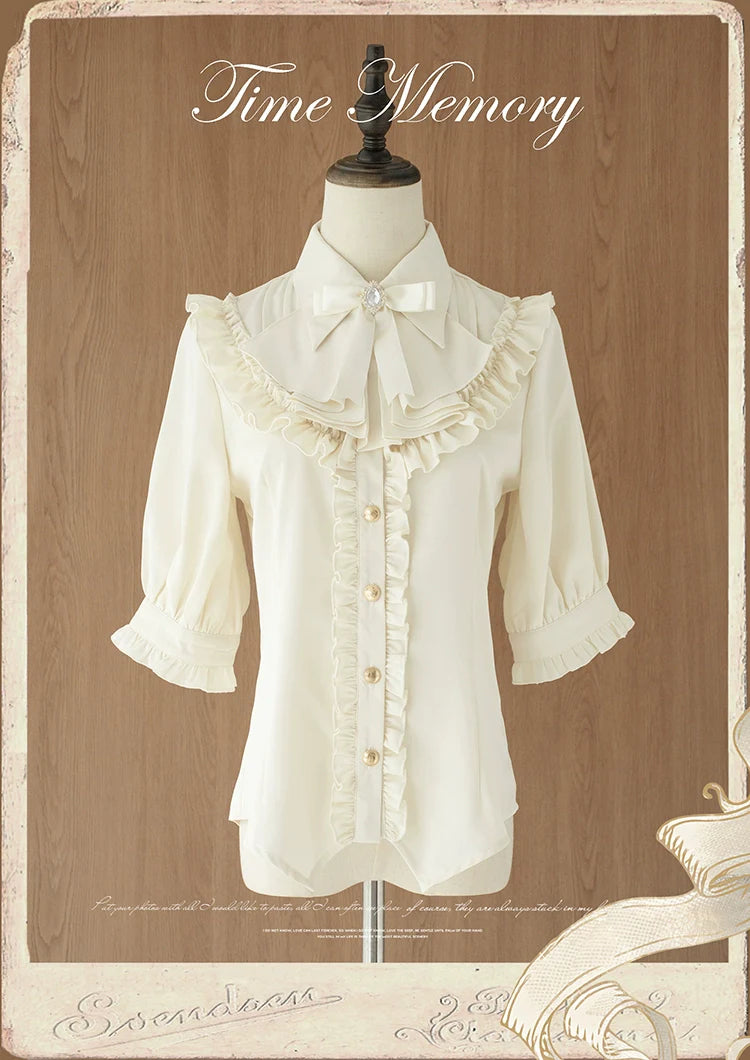 Time Memory - Earl Girl - Chiffon Classic Lolita Shirt, Mid-Length Mutton Sleeves