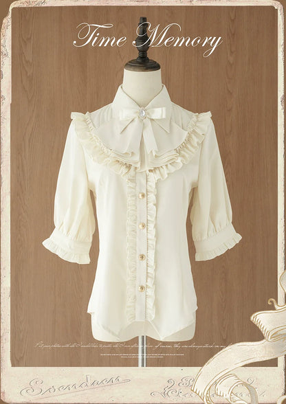 Time Memory - Earl Girl - Chiffon Classic Lolita Shirt, Mid-Length Mutton Sleeves