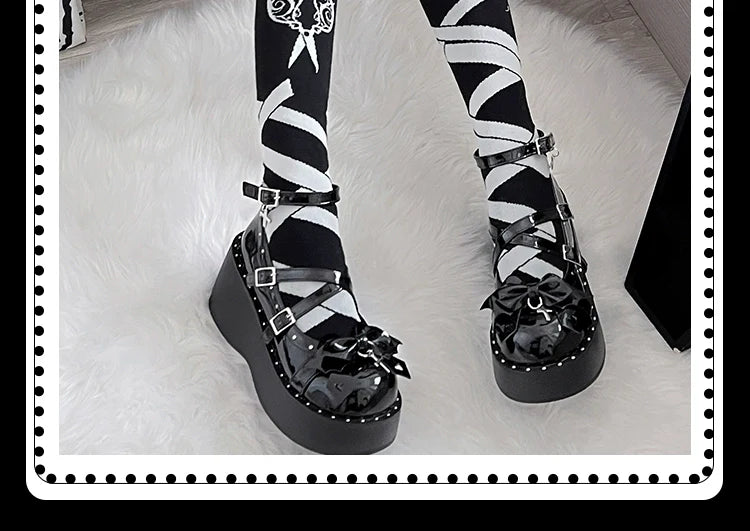 Bondora - Devil Cross - Punk Lolita Shoes Cross High Platforms Shoes