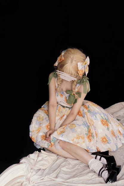 Akiyama Future Studio - Sunflower Print Lolita JSK Dress in Breathable Light Fabric