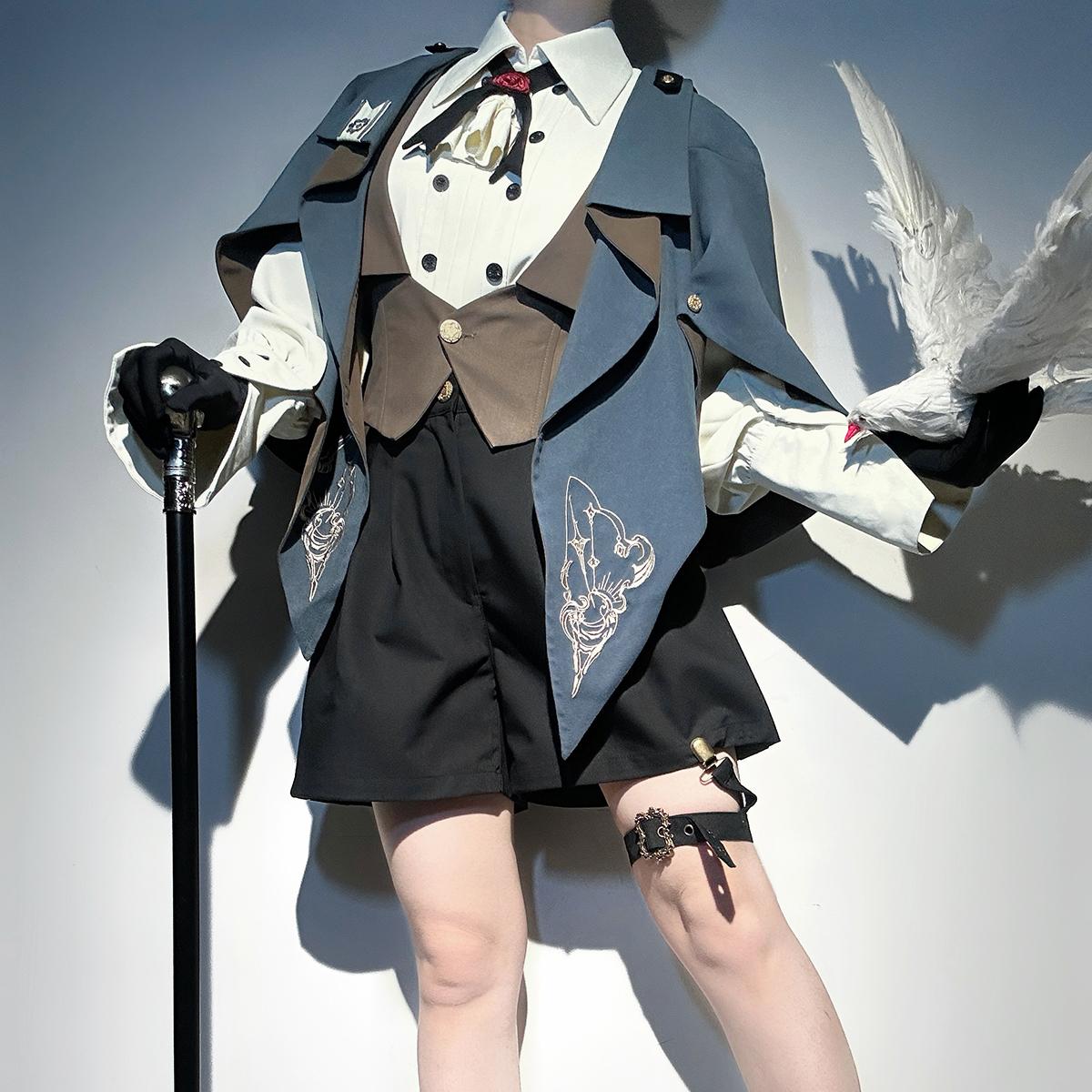 Designer's Gift - Narrative Poem - Ouji Lolita Shorts Suit with Shirt Cape and Vest