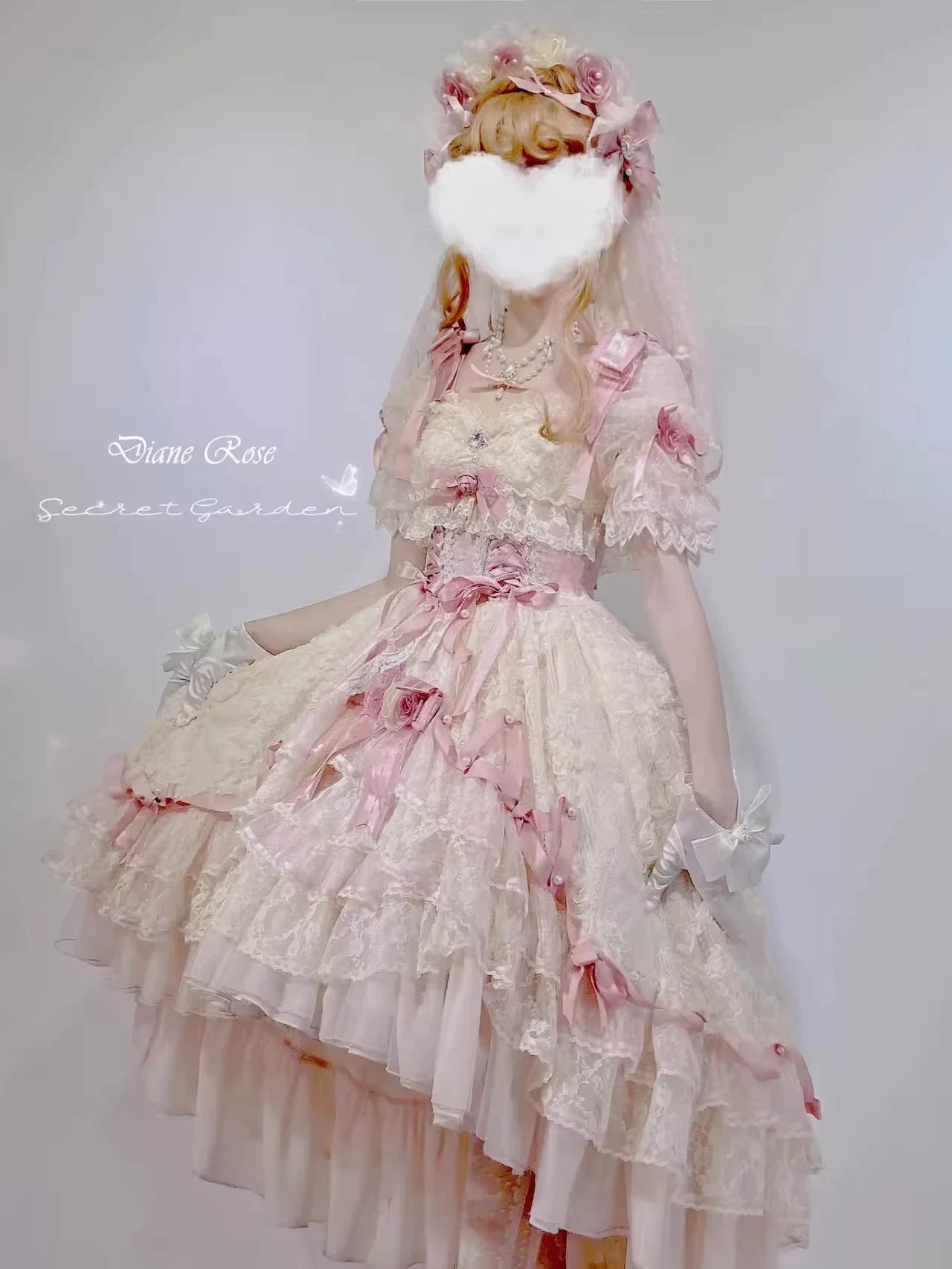 MieYe - Diana Rose - Bridal Lolita Dress Short Wedding OP with Accessories