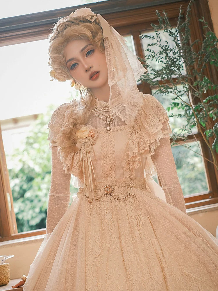 BittterSweet - Vintage Lolita OP Dress Old School Lace Long Dress