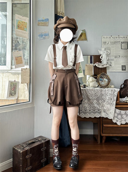 Letters from Unknown Star - Ouji Lolita Brown Short Set