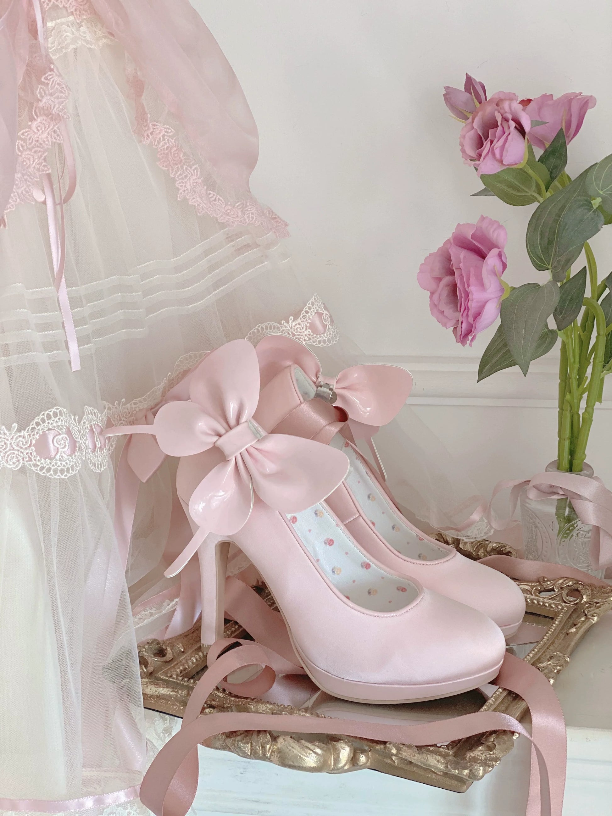 Pure Tea For Dream - Butterfly Specimen - Ballet Style Lolita Shoes Elegant Platform Lolita Heels
