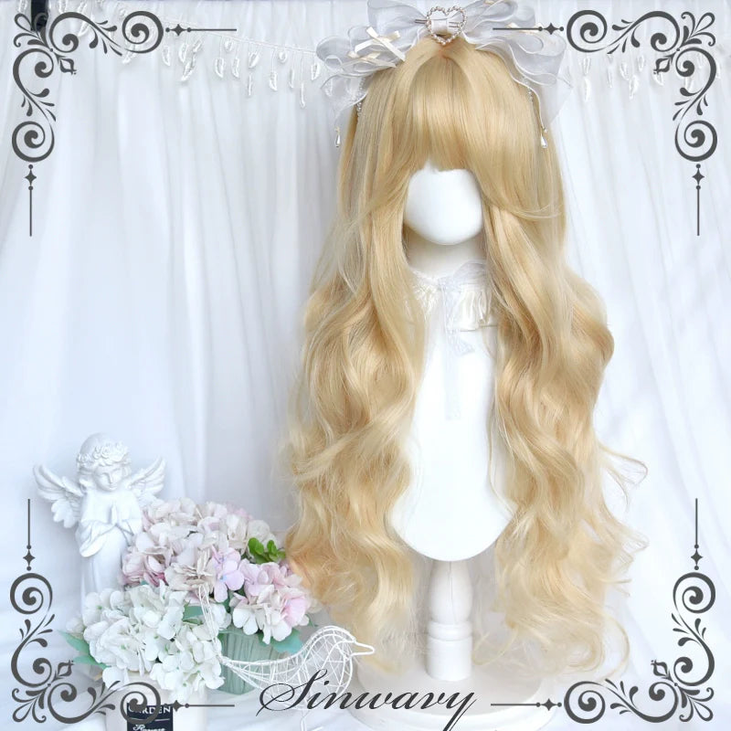 Sinwavy - Elegant Lolita Platinum Wig Long Curly Layered Wig