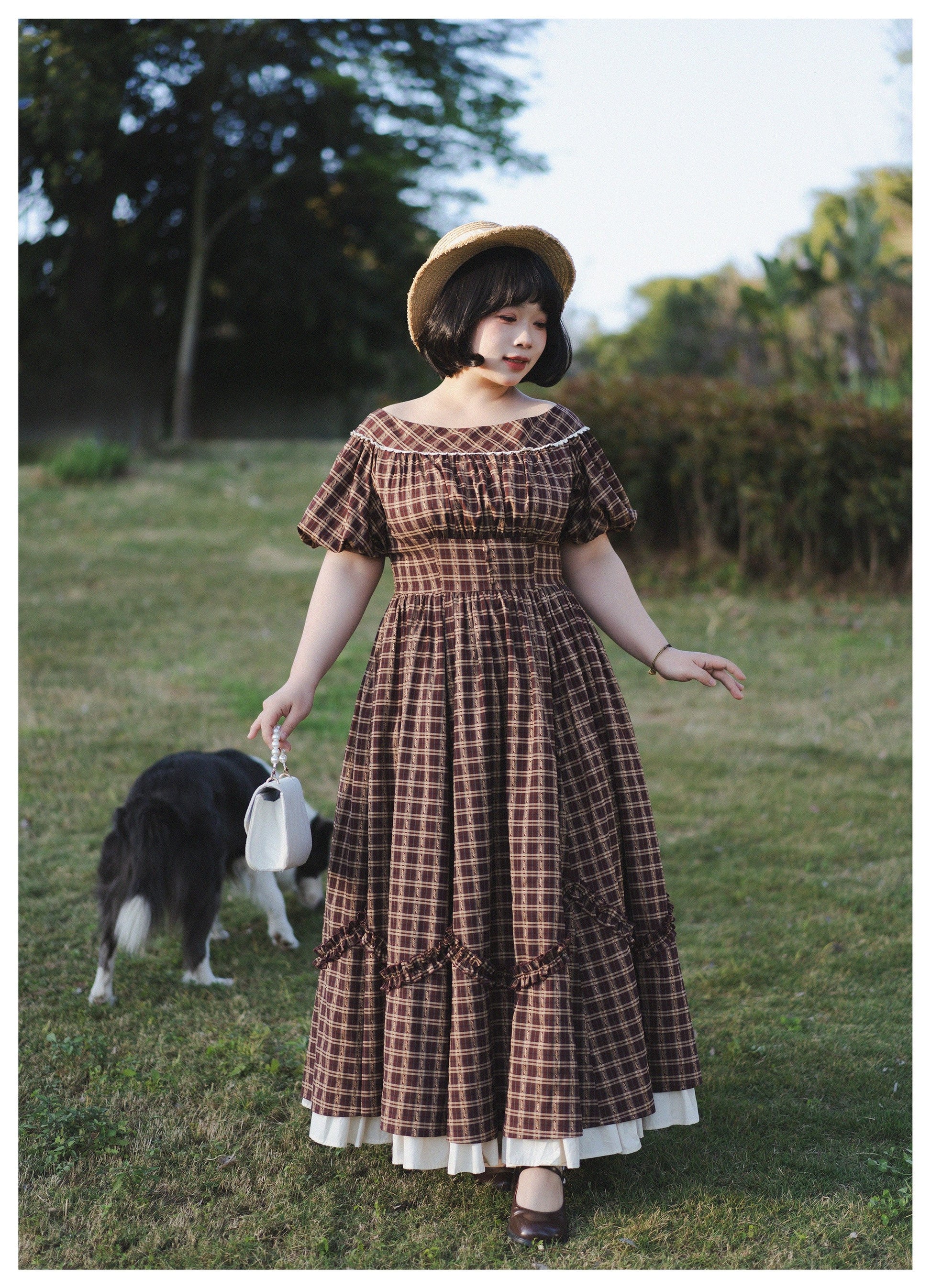 Forest Wardrobe - Forest Picnic - Classic Lolita OP Dress with Off-Shoulder and Lifting Hem
