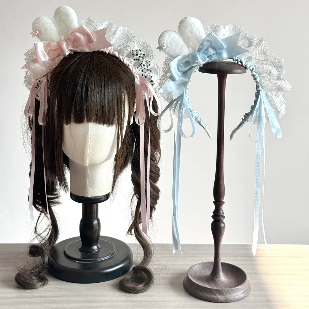 MAID - Sweet Lolita Bunny Ear Headband, Customizable Color